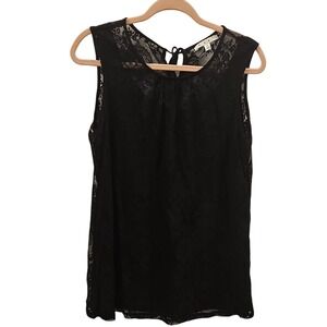 CABI Sz M Black Lace Layered Tank Y2K Whimsigoth Romantic‎ Goth